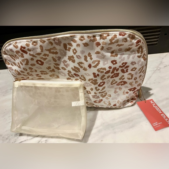 NWT Sonia Kashuk Large Dome Case, Makeup Bag, Rose Gold Leopard, 2 Pieces - Picture 1 of 2